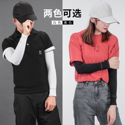 洛克兄弟男士冰爽袖冰丝防晒袖套夏季户外开车手臂套女骑行袖护臂  2双图3