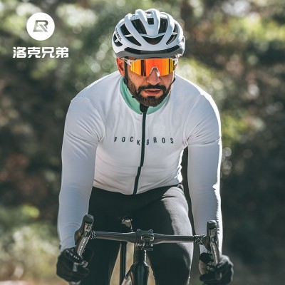 洛克兄弟骑行服套装长袖长裤抓绒保暖秋冬季男女山地公路自行车服  2件图5
