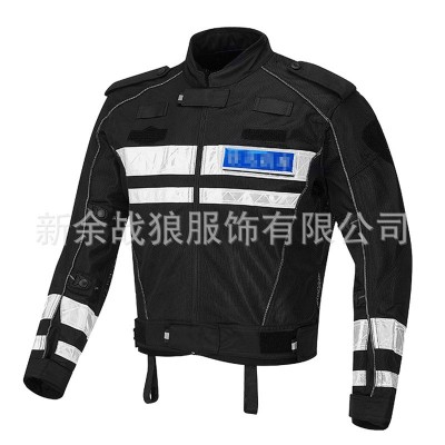 骑行服夏季深圳同款网眼黑色摩托车骑行服铁骑反光赛车执勤龙虾服  10件图2