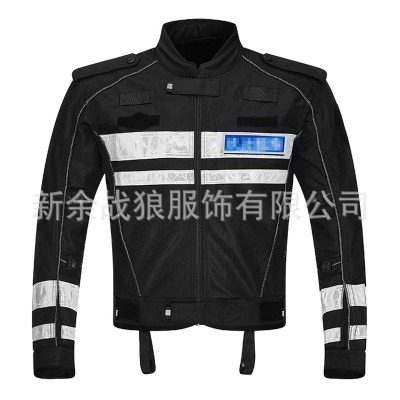骑行服夏季深圳同款网眼黑色摩托车骑行服铁骑反光赛车执勤龙虾服  10件图3