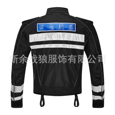 骑行服夏季深圳同款网眼黑色摩托车骑行服铁骑反光赛车执勤龙虾服  10件图4