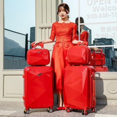 结婚行李箱陪嫁箱旅行箱大红色拉杆箱新娘女男皮箱子婚礼密码箱包  2个图3