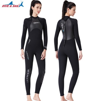 DIVE&SAIL新款3mm潜水服男连体保暖潜水衣女长袖防寒浮潜冬泳衣裤  2件图3