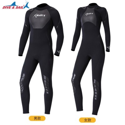 DIVE&SAIL新款3mm潜水服男连体保暖潜水衣女长袖防寒浮潜冬泳衣裤  2件图5