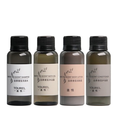 途悦酒店用品一次性洗发沐浴润肤露宾馆民宿白茶绿茶香洗发水批发50瓶图5