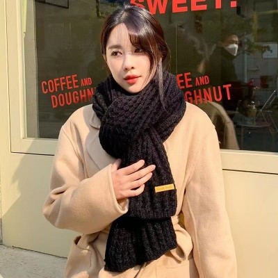 韩版新款百搭网红学生少女可爱针织保暖毛线情侣围巾女冬季围脖男  1条图5