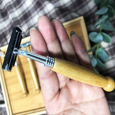 竹子手柄刮胡刀民宿宾馆日用品男士酒店木制剃须刀竹制剃须刀竹子10支图2