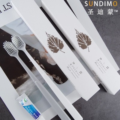 高档酒店一次性特种纸卡盒 软毛宽头大头牙刷牙膏套装 日式牙刷1000个图2