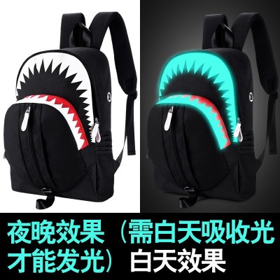 夜光双肩包男大口鲨鱼USB功能背包学生书包个性潮款广州厂家批发  1个图5