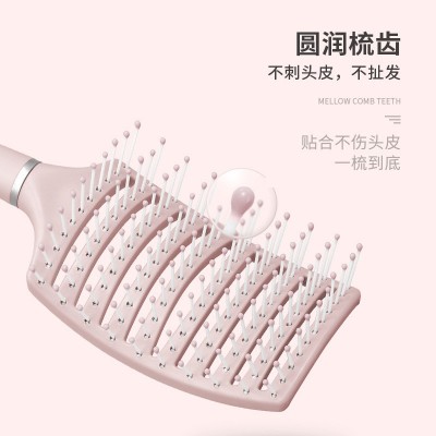 马卡龙大弯梳头皮按摩梳男士蓬松梳子卷发造型梳弧形九排骨梳批发  3个图4