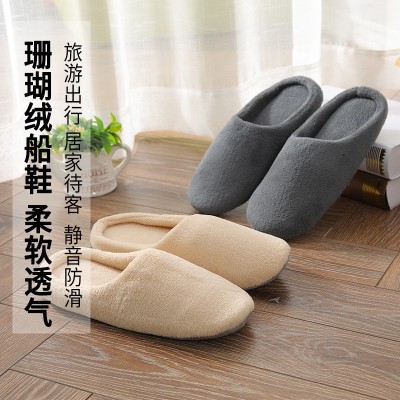 珊瑚绒拖鞋女夏家用室内家居木地板四季棉居家非一次性拖鞋批发2双图3