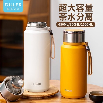 大容量热水保温壶便携户外车载杯304不锈钢带茶隔泡茶旅行水壶  1个图2