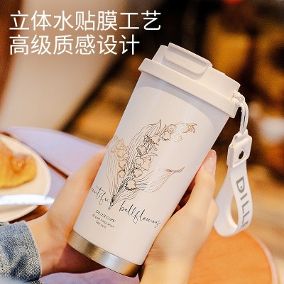 美式保温咖啡杯女生便携不锈钢杯子高颜值防摔吸管杯便携随行水杯 2个图4