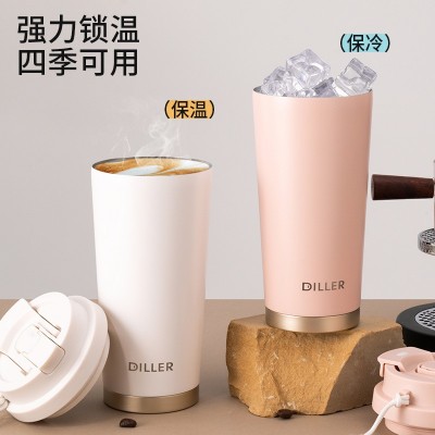美式保温咖啡杯女生便携不锈钢杯子高颜值防摔吸管杯便携随行水杯 2个图5