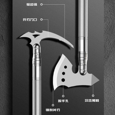 户外多功能兵工铲套装 车载折叠野营工具手电筒斧头工兵铲套装1件图2